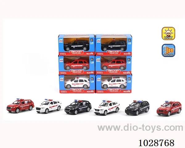1:36 pull back alloy car with light &music in window  box