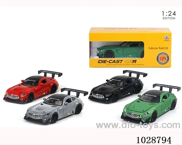 1:24 pull back alloy car with sound&light 4color mixed loading