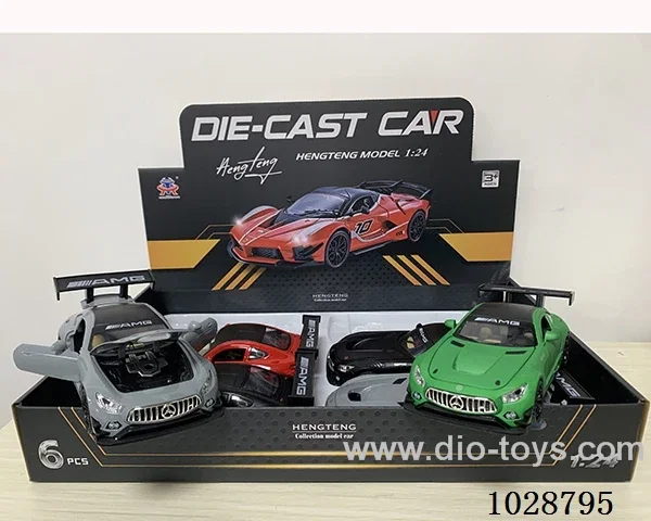1:24 pull back alloy car with sound&light 4color mixed loading