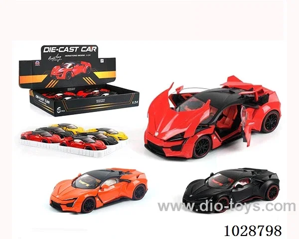 1:24 pull back alloy car with sound&light 3color mixed loading