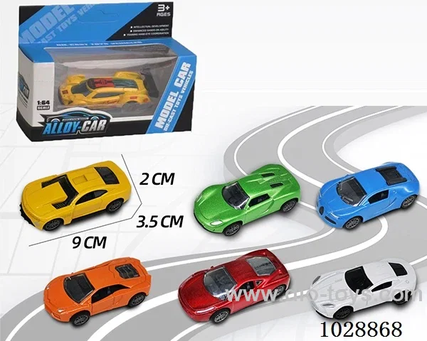 1:60 pull back alloy car 6 sets mixed loading in window box