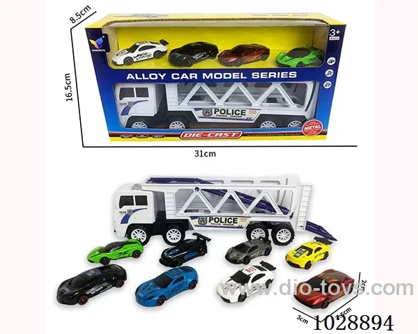 friction car& 4pcs alloy car set in window box