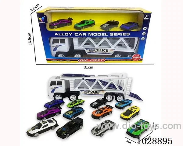 friction car& 4pcs alloy car set in window box