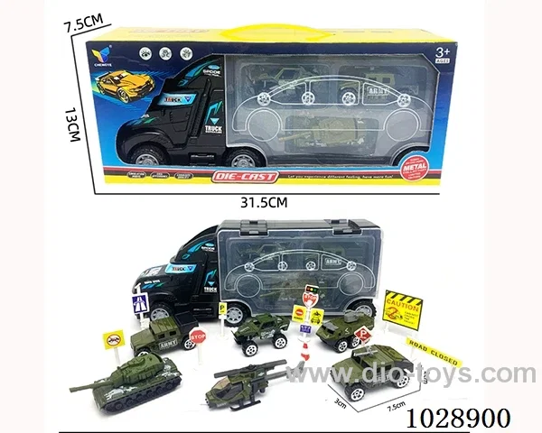 friction car& 3pcs alloy car set with road sign  in window box