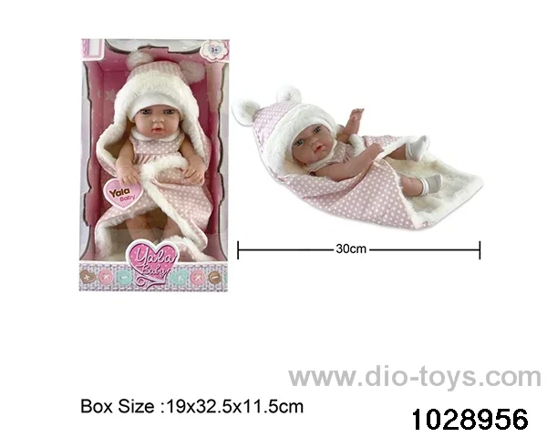 12-inch pond rubber doll with pillow in window box