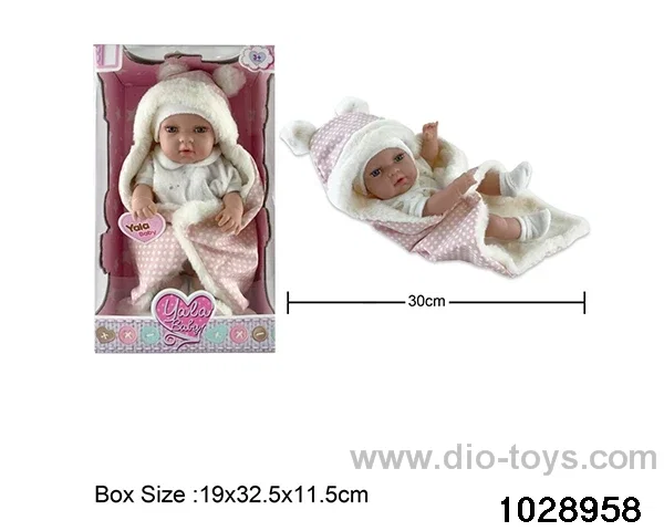 12-inch pond rubber doll with pillow in window box