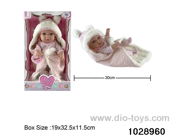 12-inch pond rubber doll with pillow in window box