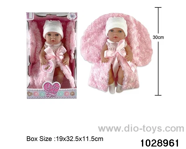 12-inch pond rubber doll with pillow in window box