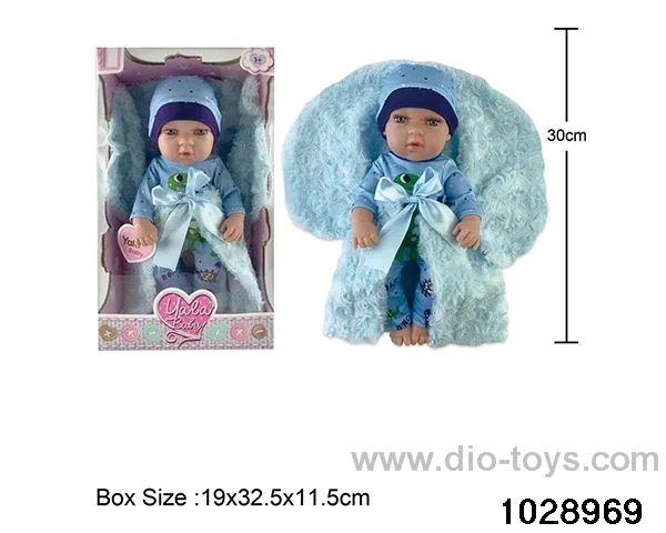12-inch pond rubber doll with pillow in window box