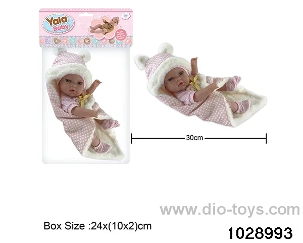 12-inch pond rubber doll with pillow in poly bag header
