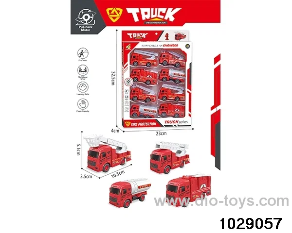 8pcs Back to the fire truck mixed