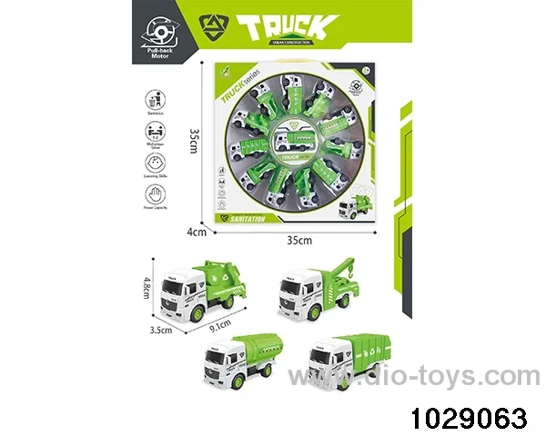 12pcs Back to the sanitation truck mixed