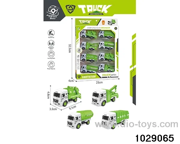 8pcs Back to the sanitation truck mixed