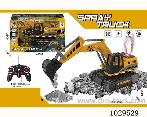 RC spray Engineering excavator in window box
