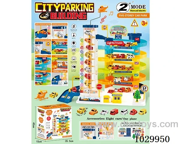 city parking building in window box