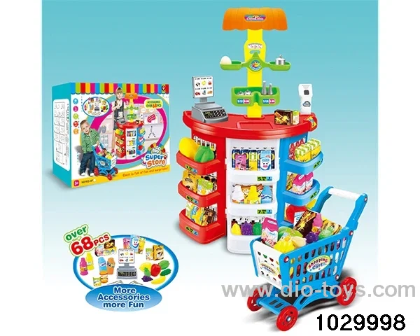 Supermarket table round + shopping cart in color box
