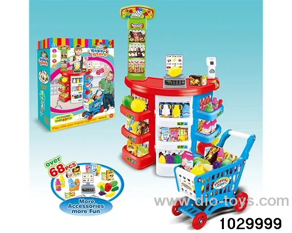 Supermarket table round + shopping cart in color box