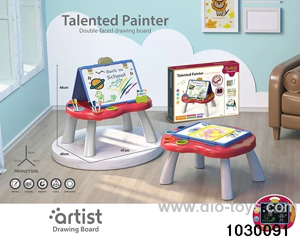 Magnetic double-sided drawing board in color box