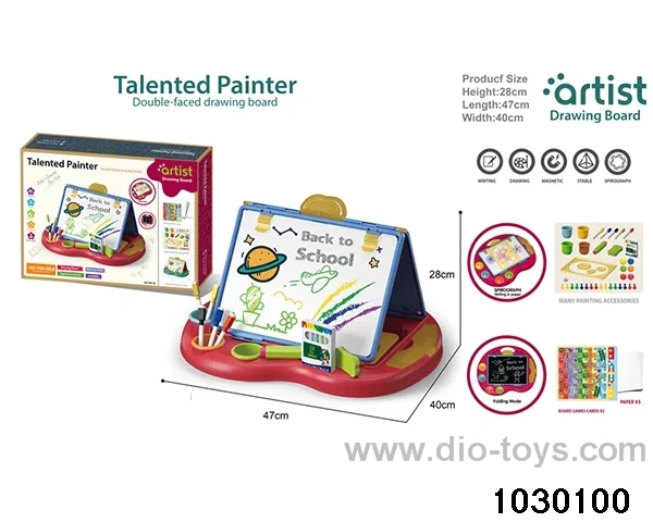 Flat double-sided drawing board in color box