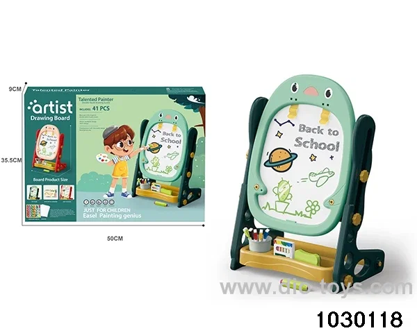 Vertical magnetic drawing board in color box