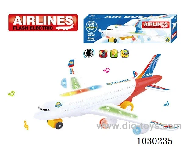 electric universal airplane with light& music 2 color mixed loading not included battery