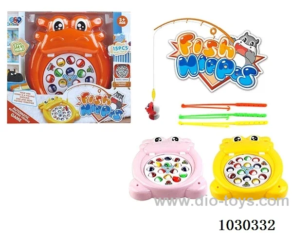 Electric fishing toy with music 3 color mixed loading in window box