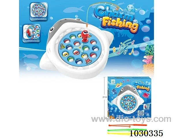 Electric fishing toy with music 2 color mixed loading in color box