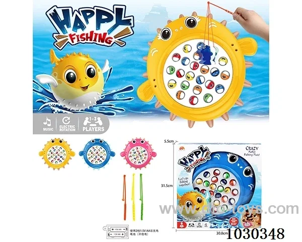 Electric fishing toy with music 3 color mixed loading in window box