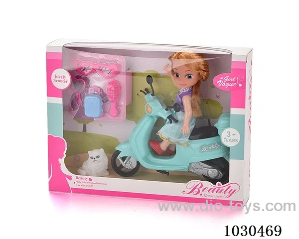 doll + motorcycle  in Window box