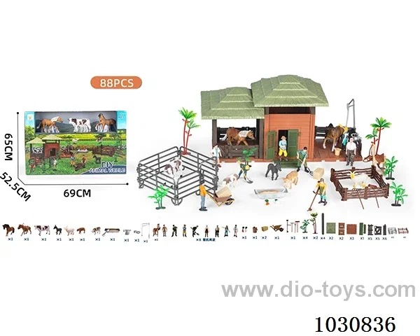 DIY farm animal scene in display box