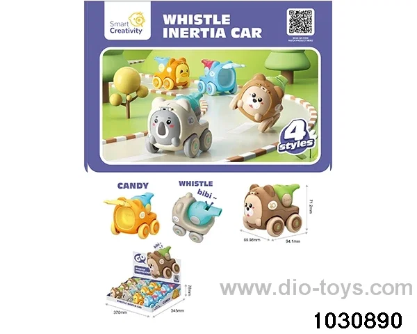 Inertia whistling animal car (12PCS) in display box