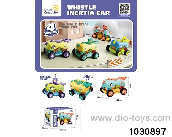 Inertial gear whistle car in color box