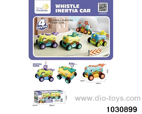 Inertial gear whistle car in window box