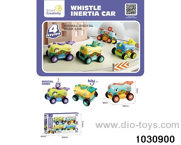 Inertial gear whistle car in window box