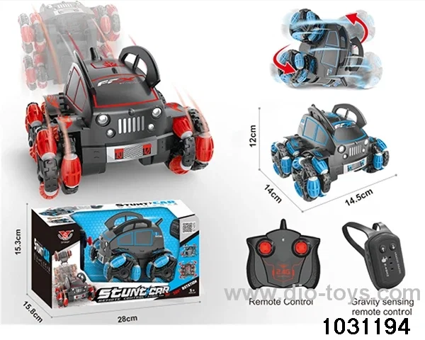 RC stunt car in window box