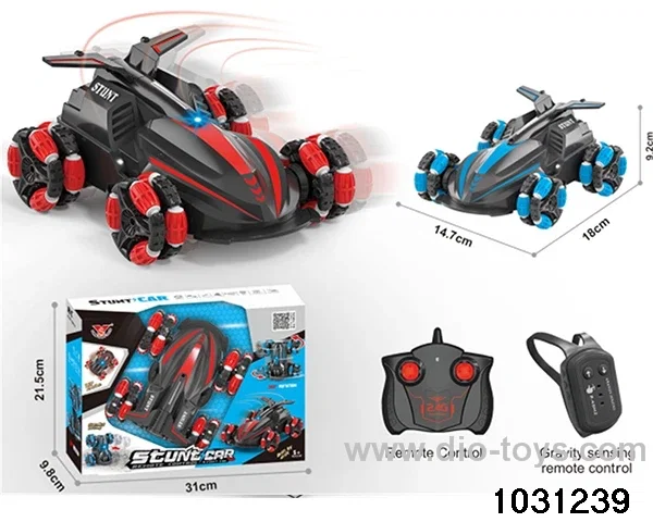 RC stunt car in window box