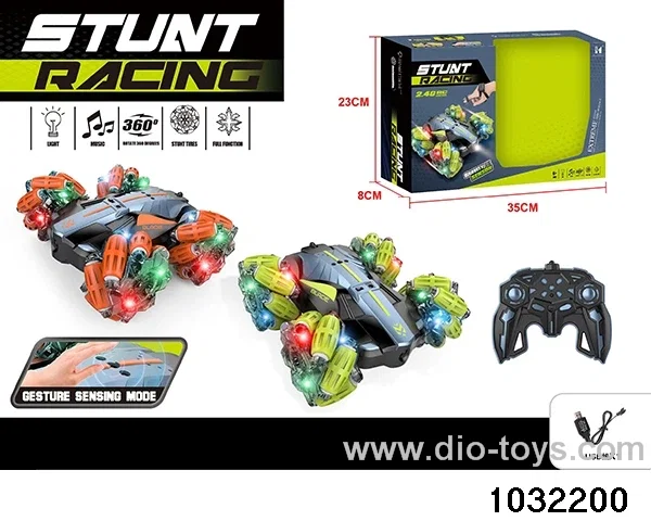 Double-sided side-walking stunt car in window box