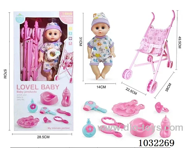14inch doll with Movable eyes & IC &cart &Playhouse set in Hand box