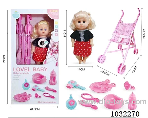 14inch doll with Movable eyes & IC &cart &Playhouse set in Hand box