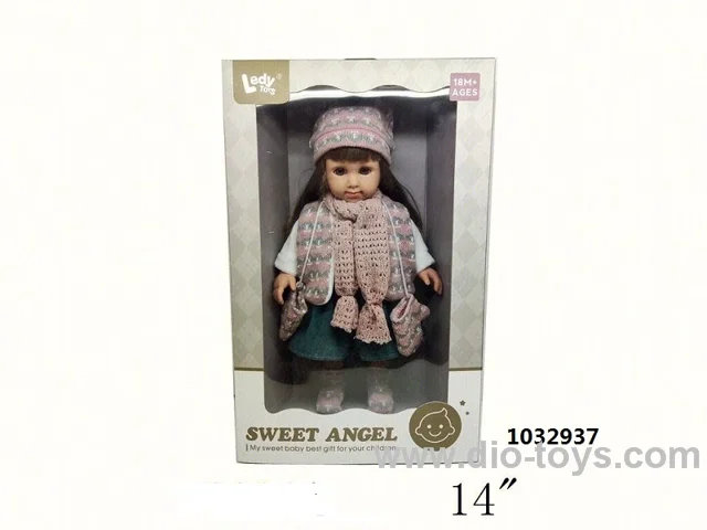 14 inch straight foot cotton body girl suit+gloves