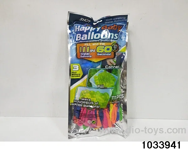 Three bundles of water balloons in opp bag
