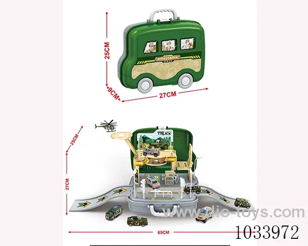 Military rail car park in hand box