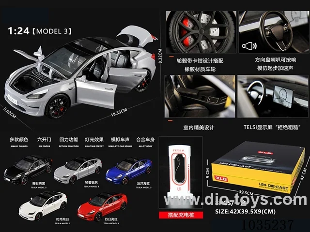 1:24 pull back alloy car W L/M in display box