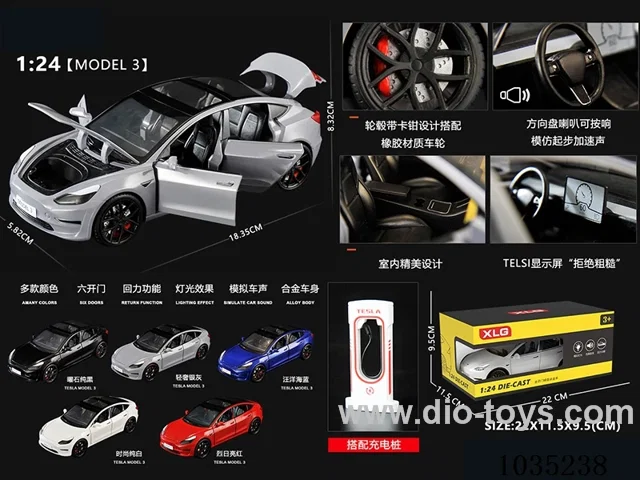 1:24 pull back alloy car W L/M in color box