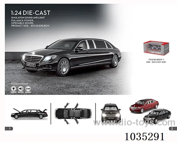 1:24 pull back alloy car W L/M in window box