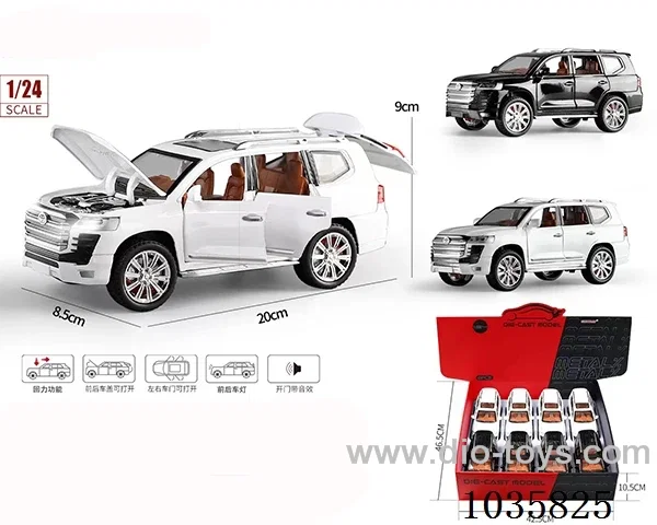 1:24 8pcs pull back alloy with light&sound  in display box