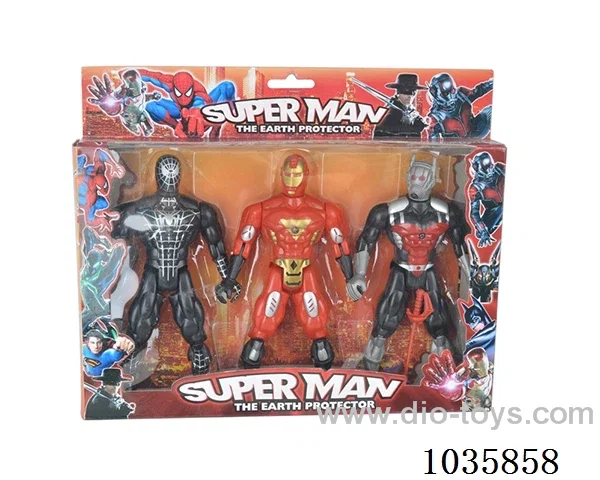 3pcs Hero figure with weapon &light in Color box