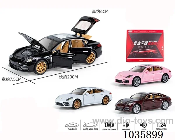 1:24 6pcs pull back alloy car  with light&sound&music  in display box