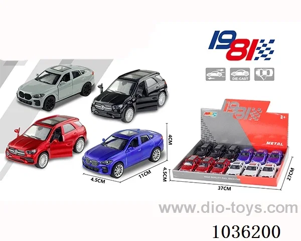 1:43 pullback alloy car 2sets mixed loading in display box