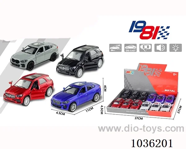 1:43 pullback alloy car 2sets mixed loading in display box